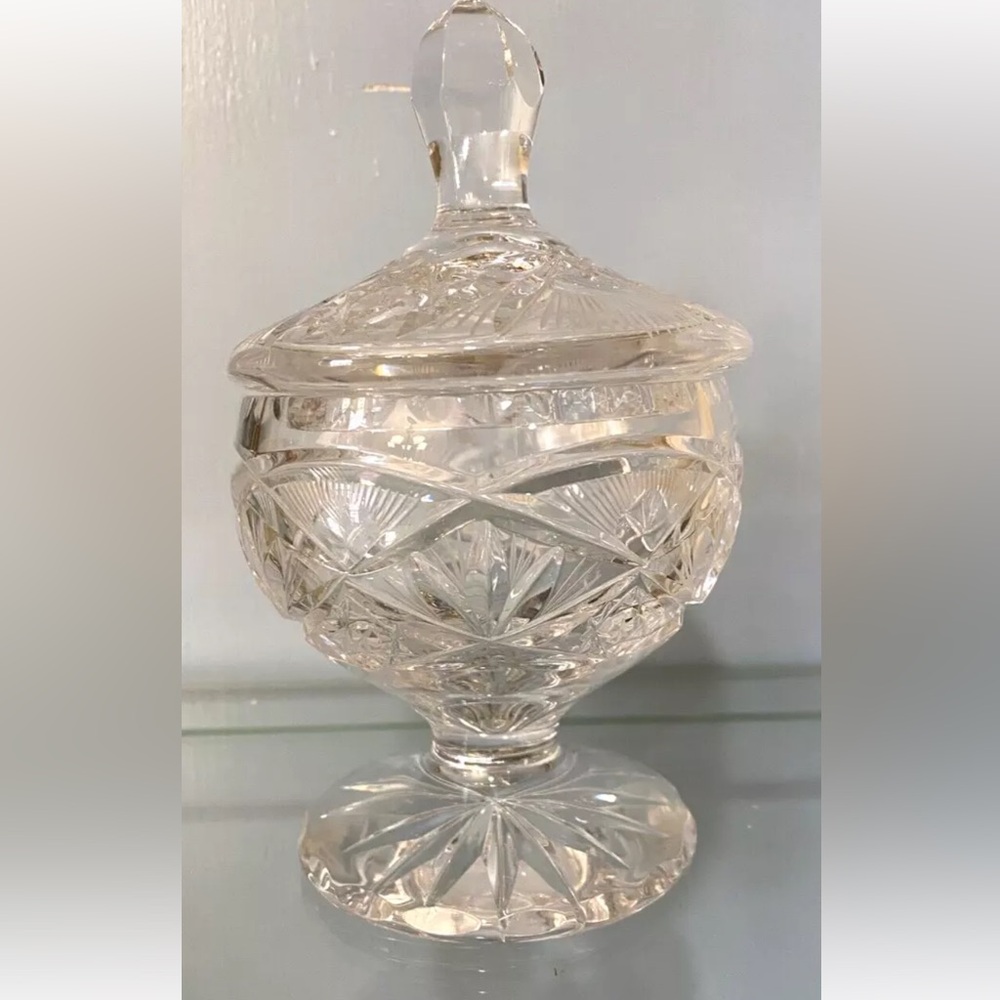 Antique Lead Crystal Pedestal Candy Dish